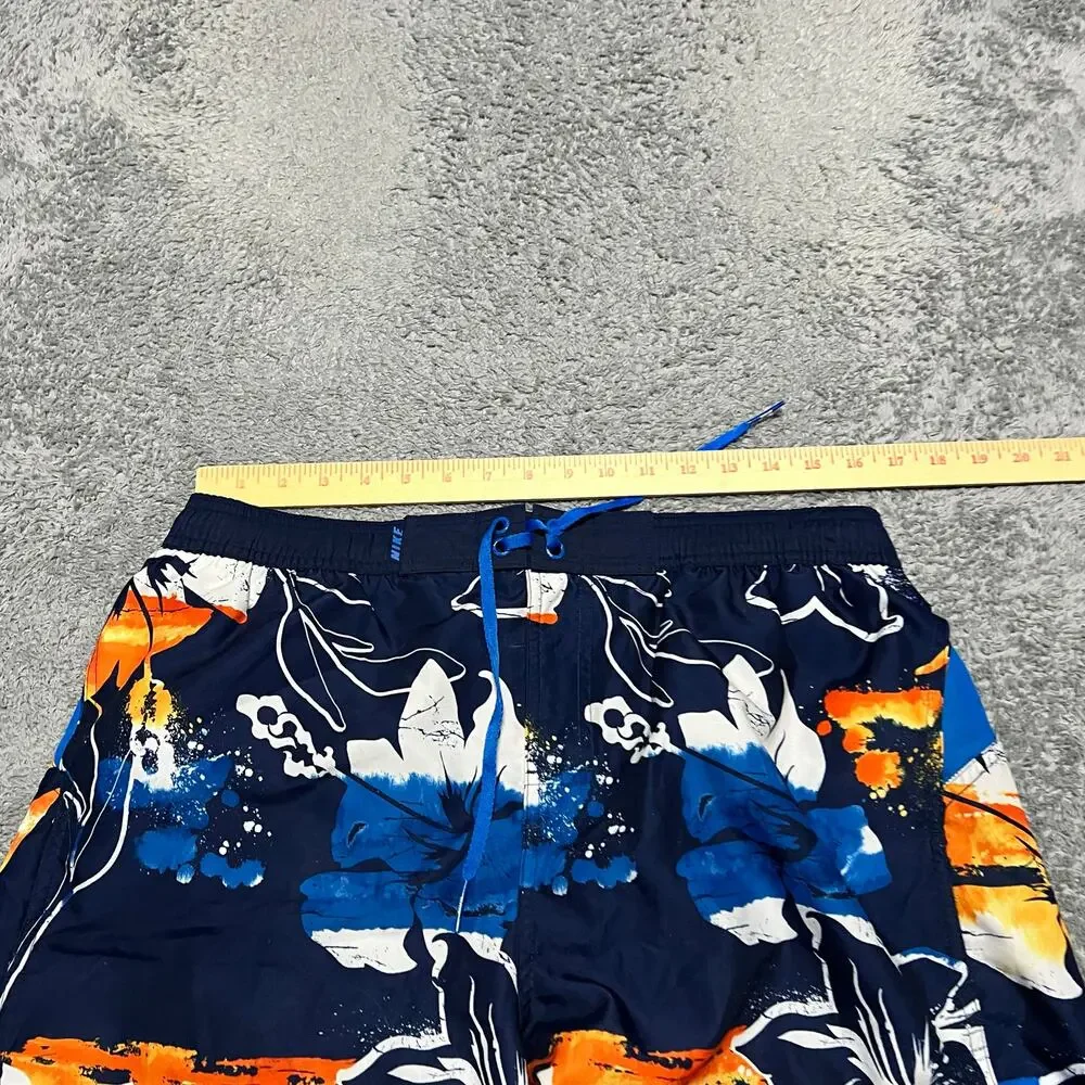 Nike Swim Trunks Shorts Mens XL Blue Floral Tropical Mesh Lined